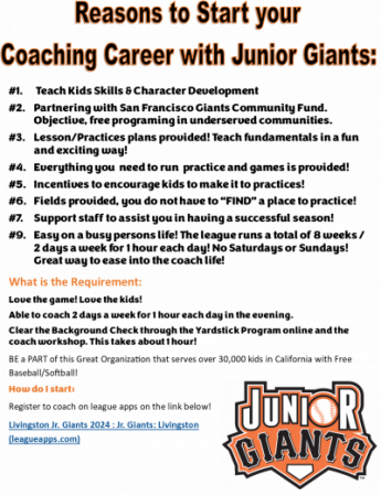 Reasons to Start your  Coachihng Career with Jr. Giants
